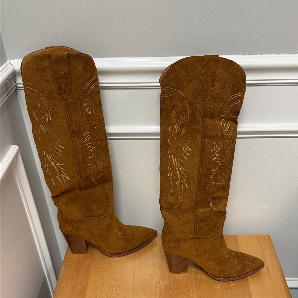Brown Sueded Cowboy Boots - Picture 2 of 13